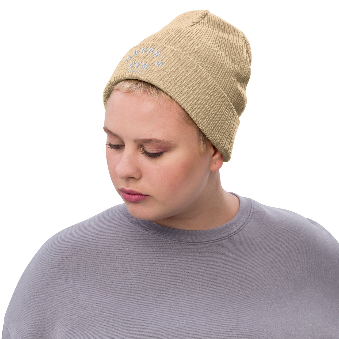 Ribbed knit beanie Beige
